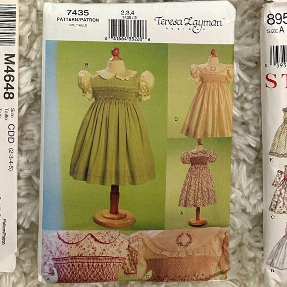 Lot of 6 Girl's Fancy Heirloom Dresses Sewing Patterns Sizes 2 thru 8 Most Uncut - Picture 6 of 8
